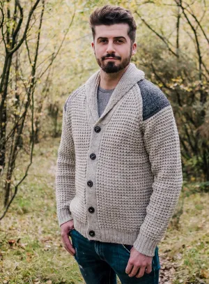 Shawl Collar British Wool Yorkshire Tweed Patch Cardigan