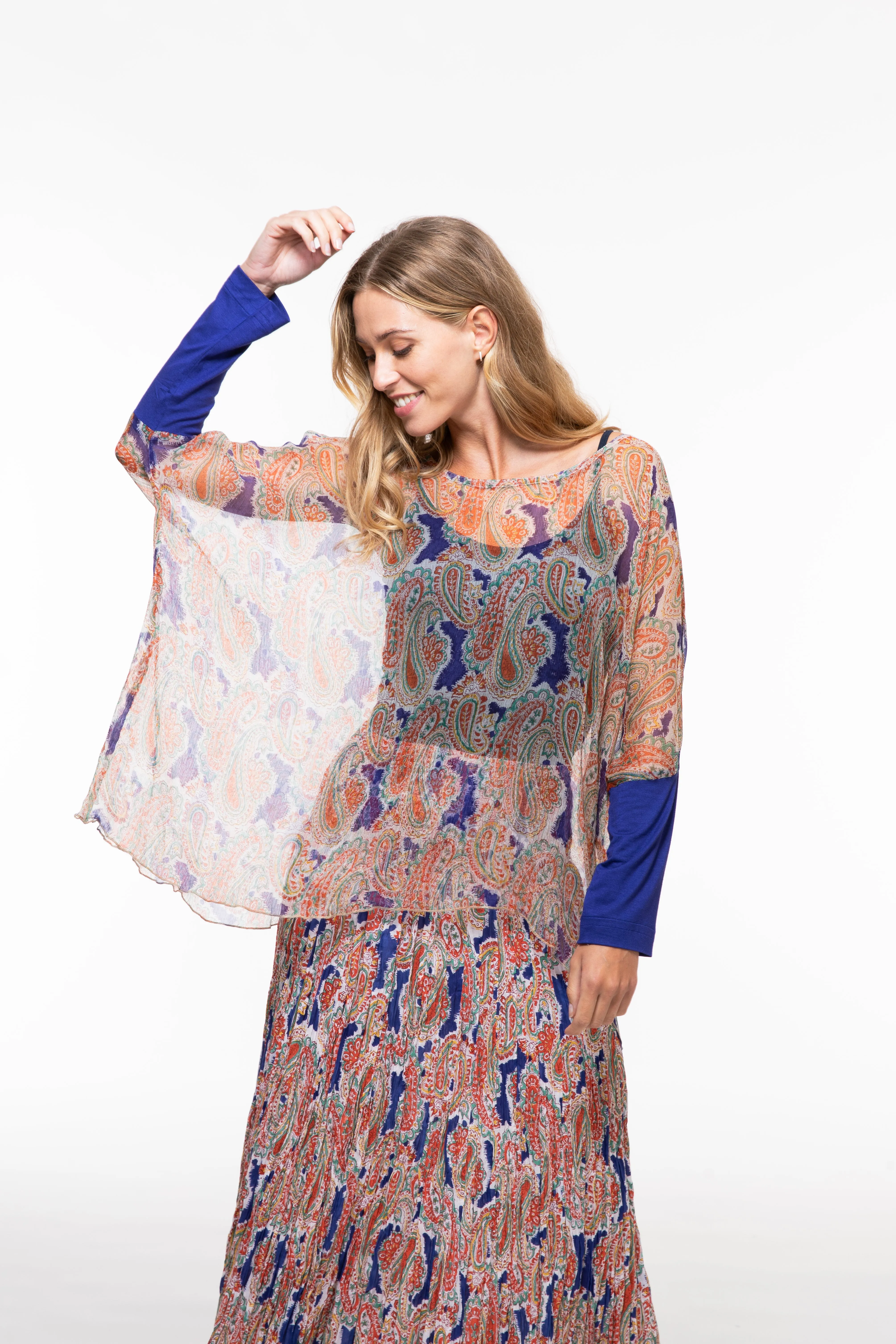 Sohar Top Hand-Block Printed In Chiffon