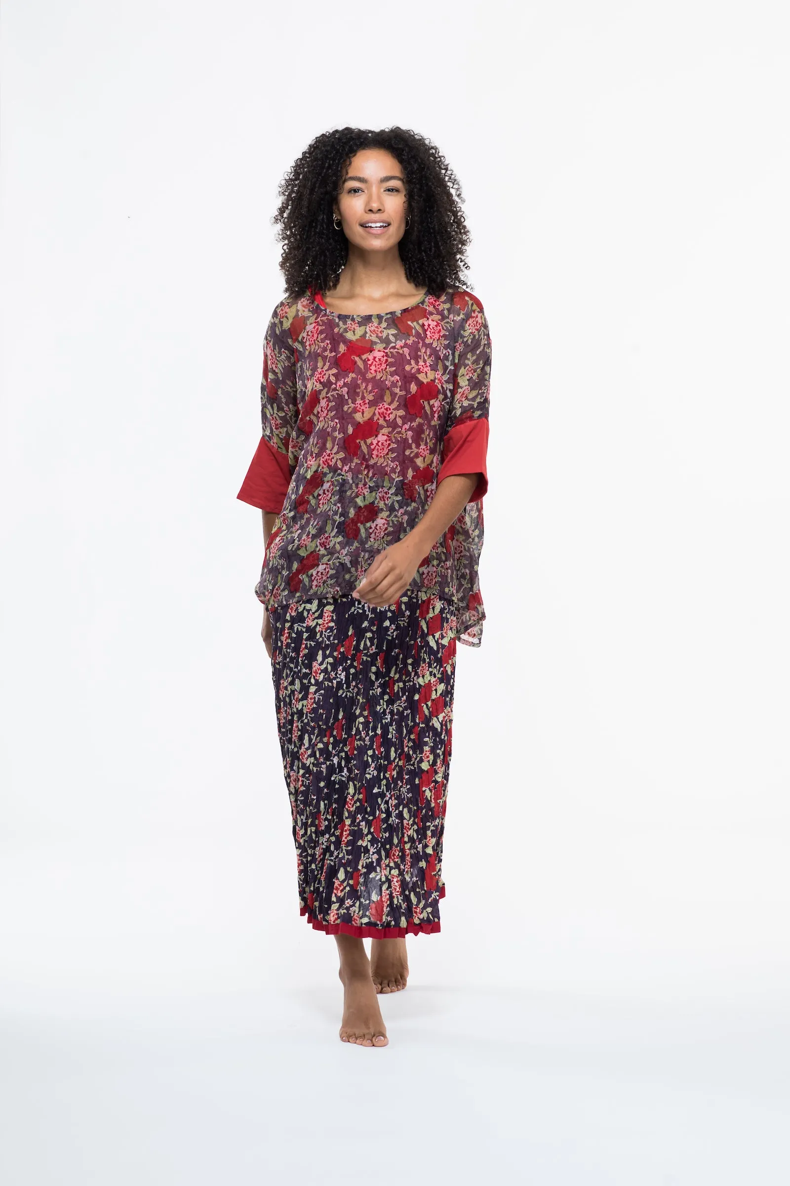 Sohar Top Hand-Block Printed In Chiffon