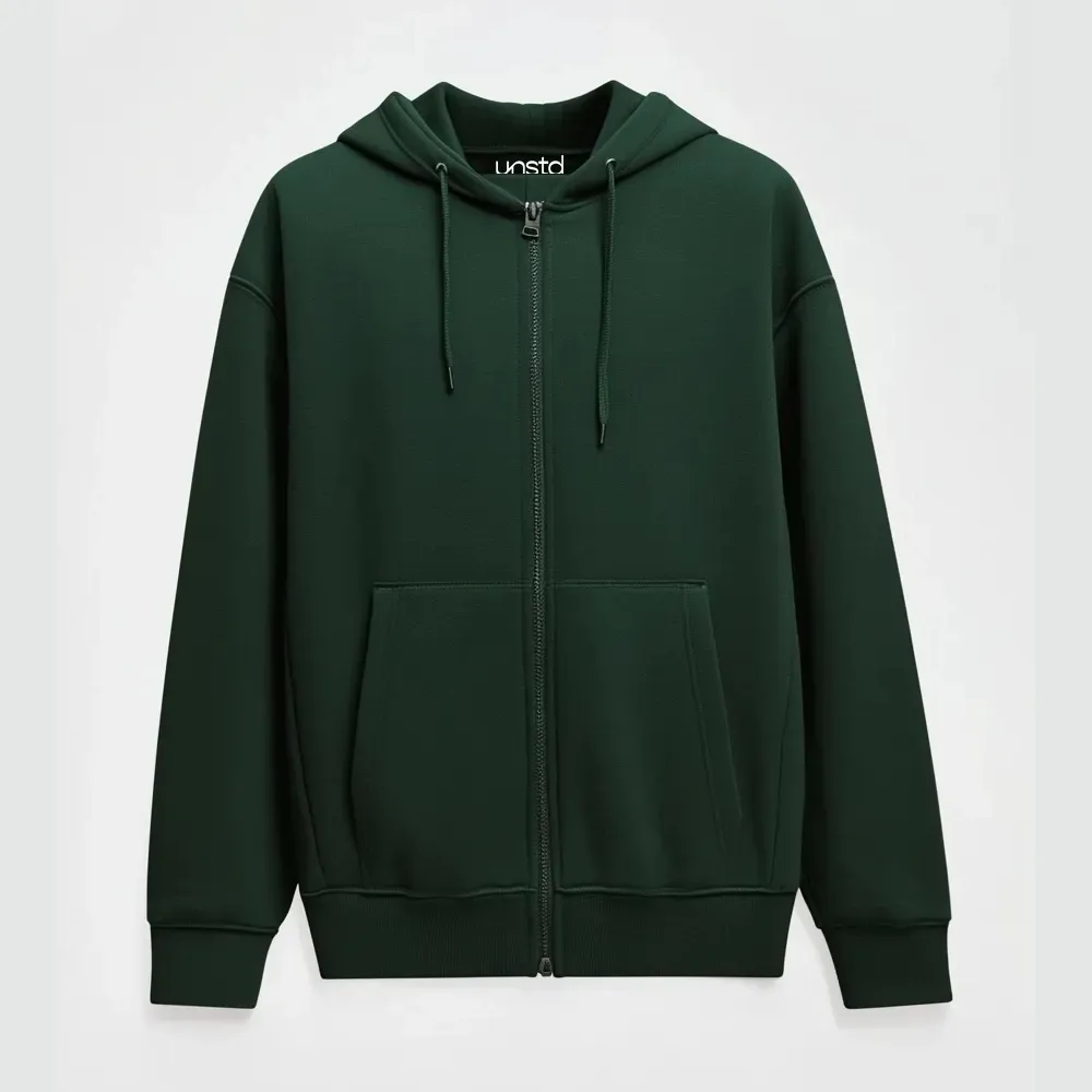 Solid Zipper Hoodie Plus Size