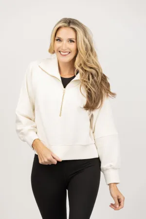 Varley Milani Half-Zip Sweatshirt in Ivory