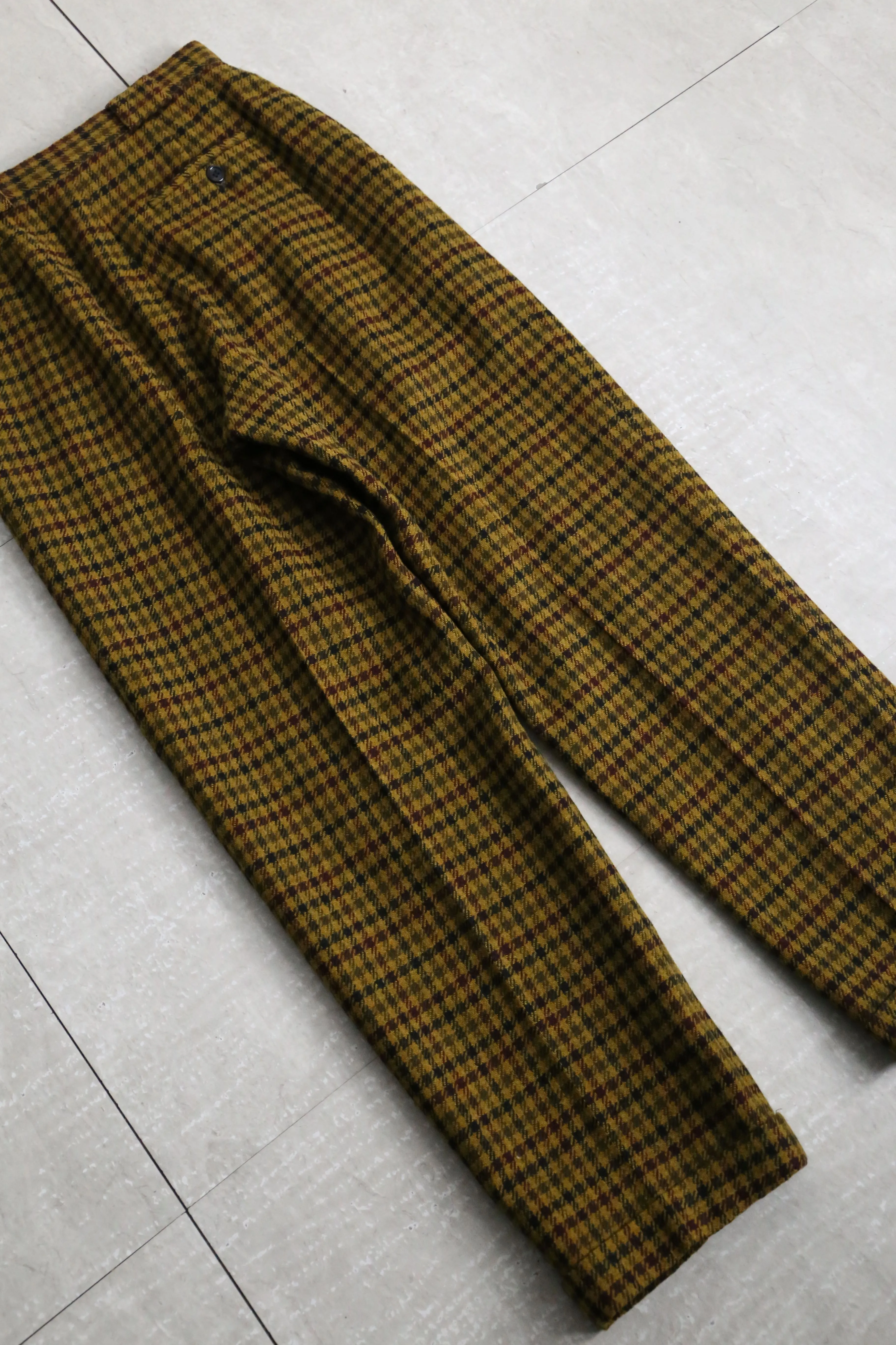 vintage warm tone total pattern double trousers