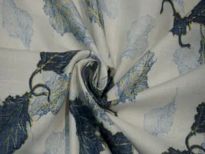 White Leaf Print Rayon Fabric