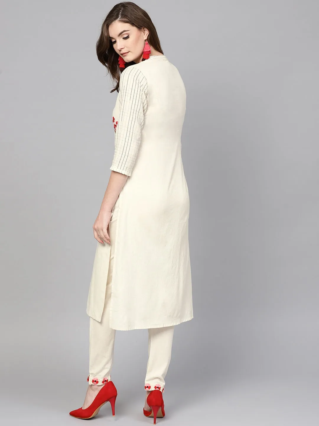 Women Off-White Straight Kurta Set