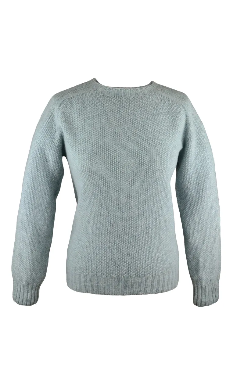 Womens Geelong Superfine Lambswool Moss Stitch Jumper - Duck egg