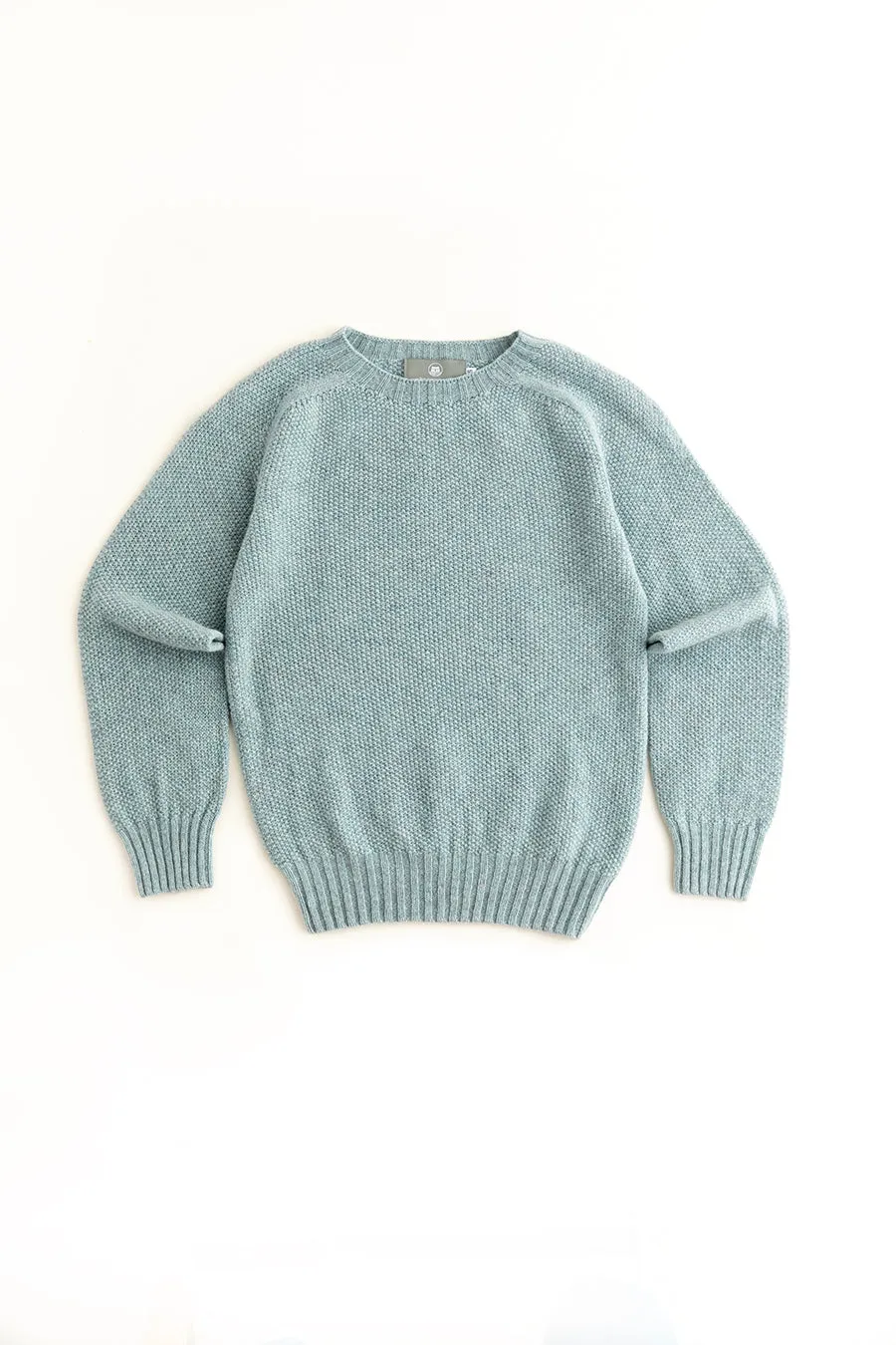 Womens Geelong Superfine Lambswool Moss Stitch Jumper - Duck egg